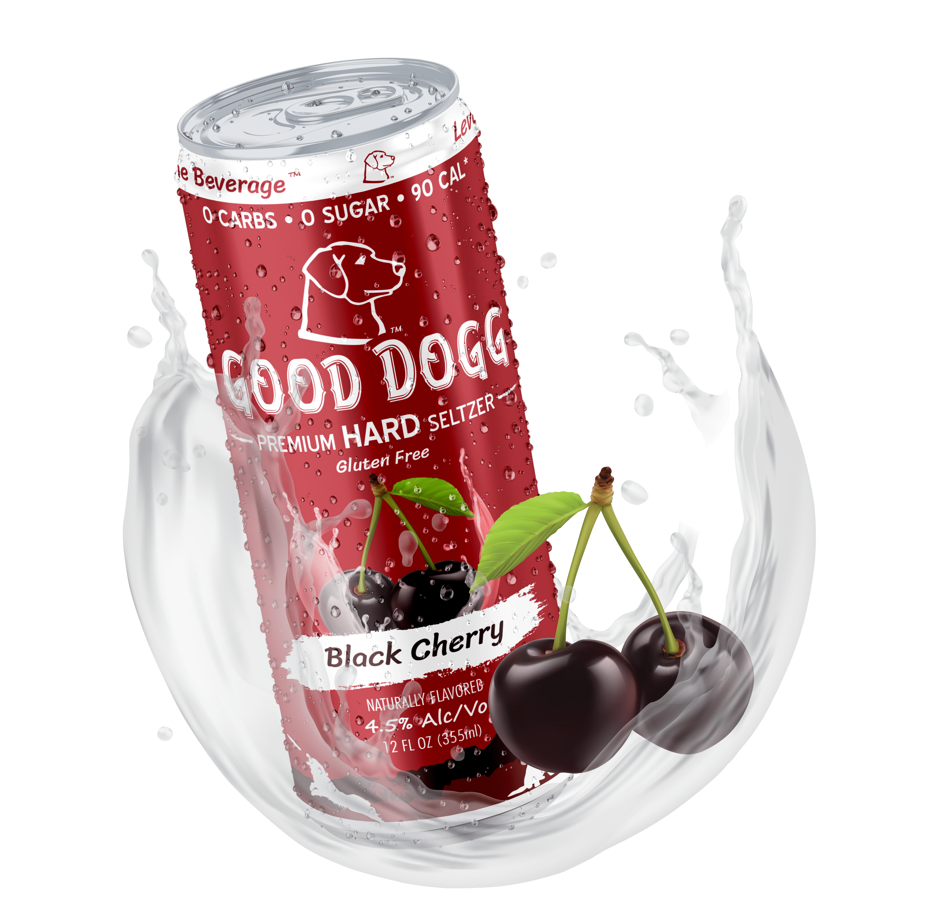 Black Cherry next to a can splashed with hard seltzer.